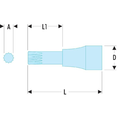 Facom 1/2 in Drive Bit Socket, XZN Spline Bit, M12, 60 mm Overall Length