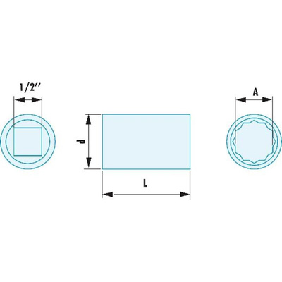 Facom 1/2 in Drive 10mm Standard Socket, 12 point, 40 mm Overall Length