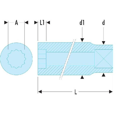 Facom 1/2 in Drive 17mm Standard Socket, 12 point, 36 mm Overall Length