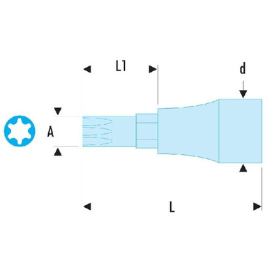 Facom 1/2 in Drive Bit Socket, Hex OGV Bit, 19mm, 60 mm Overall Length