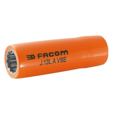 Facom 3/8 in Drive 16mm Insulated Deep Socket, 12 point, VDE/1000V, 69 mm Overall Length