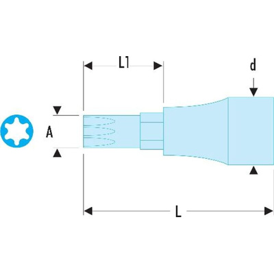 Facom 1/2 in Drive Bit Socket, Spline Bit, 7mm, 60 mm Overall Length