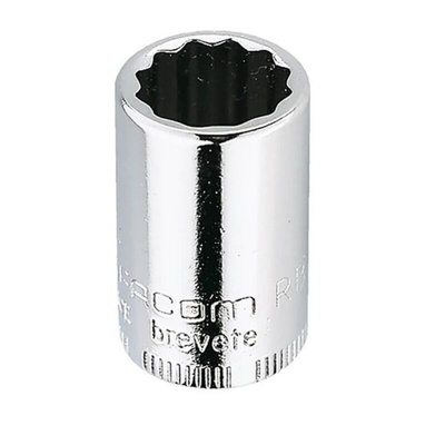 Facom 1/4 in Drive 1/2in Standard Socket, 12 point, 22 mm Overall Length