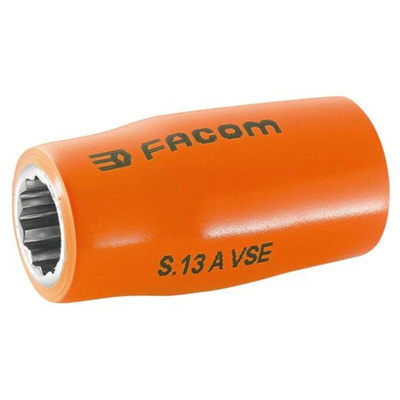 Facom 1/2 in Drive 14mm Insulated Standard Socket, 12 point, VDE/1000V, 52 mm Overall Length