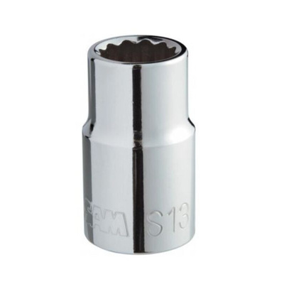 SAM 1/2 in Drive 17mm Standard Socket, 12 point, 38 mm Overall Length