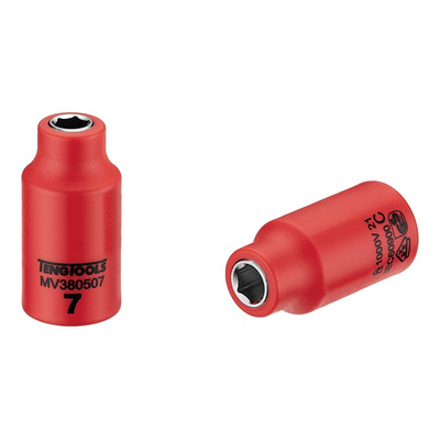 Teng Tools 3/8 in Drive 7mm Insulated Standard Socket, 6 point, VDE/1000V, 46 mm Overall Length