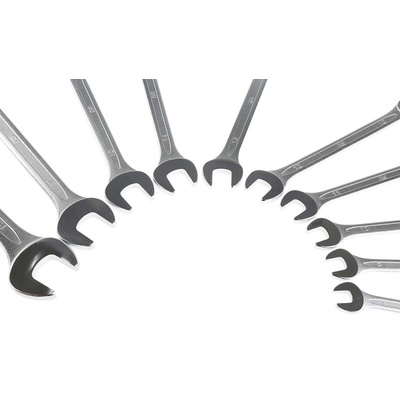 RS PRO 10-Piece Spanner Set, 8 → 19 mm, Chrome Vanadium Steel