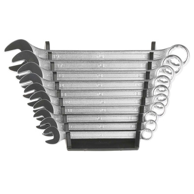 RS PRO 10-Piece Spanner Set, 8 → 19 mm, Chrome Vanadium Steel