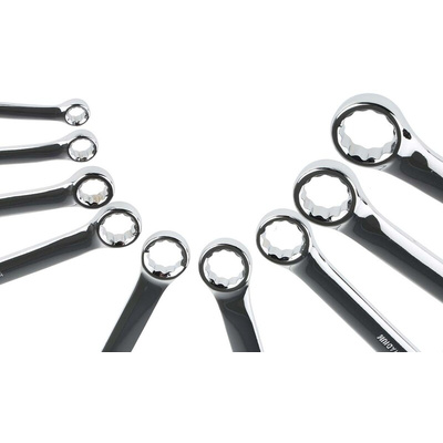 RS PRO 9-Piece Spanner Set, 6 → 19 mm, Chrome Vanadium Steel