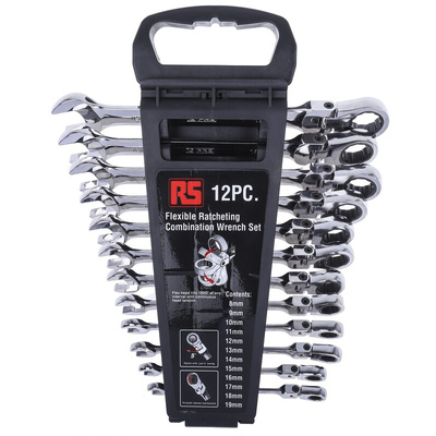 RS PRO 12-Piece Spanner Set, 8 → 19 mm, Chrome Vanadium Steel