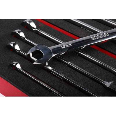 RS PRO 12-Piece Spanner Set, 8 → 19 mm, Steel