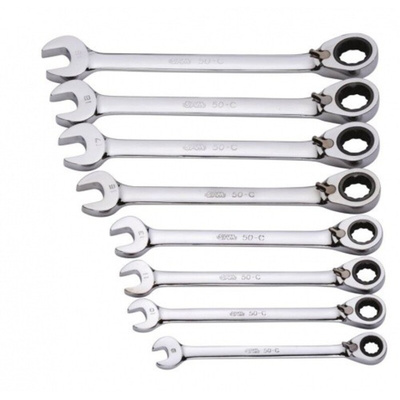 SAM 8-Piece Combination Ratchet Spanner Set, 8 → 19 mm