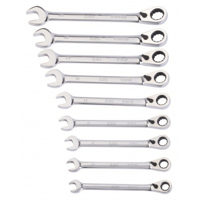 SAM 9-Piece Combination Ratchet Spanner Set, 10 → 19 mm
