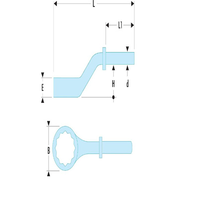 Facom Heavy duty offset ring wrench, 24 → 46 mm, Satin Chrome Finish