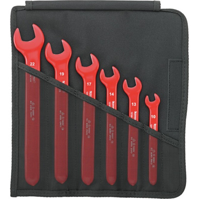 STAHLWILLE 12160/6 VDE Series 6-Piece Spanner Set, 10, 13, 14, 17, 19, 22, Chrome Alloy Steel, VDE/1000V