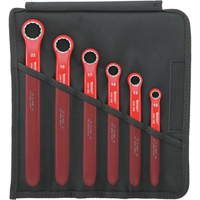 STAHLWILLE 12161/6 VDE Series 6-Piece Spanner Set, 10, 13, 14, 17, 19, 22, Chrome Alloy Steel, VDE/1000V