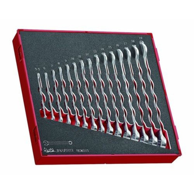 Teng Tools 15-Piece Spanner Set, 5.5 mm, 6 mm, 7 mm, 8 mm, 9 mm, 10 mm, 11 mm, 12 mm, 13 mm, 14 mm, 15 mm, 16 mm, 17