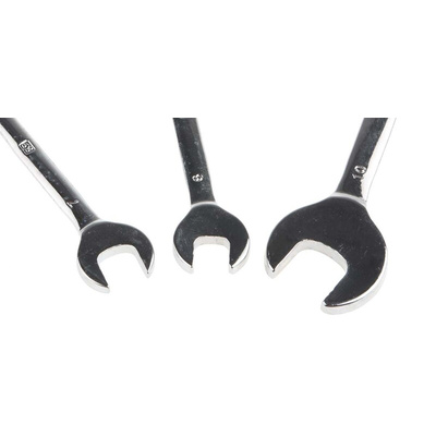 RS PRO 3-Piece Spanner Set, 5 x 6 mm, 5.5 x 7 mm, 8 x 10 mm, Chrome Vanadium Steel