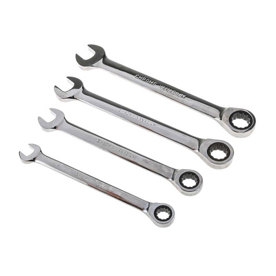 RS PRO 4-Piece Spanner Set, 10 → 15 mm, Chrome Vanadium Steel