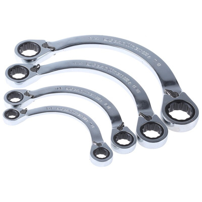 RS PRO 4-Piece Spanner Set, 3/8 x 7/16 → 3/4 x 7/8 in, Chrome Vanadium Steel