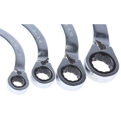 RS PRO 4-Piece Spanner Set, 3/8 x 7/16 → 3/4 x 7/8 in, Chrome Vanadium Steel