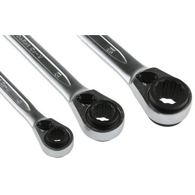 Bahco S4RM Series 3-Piece Spanner Set, 8 x 9 → 18 x 19 mm, Chrome Vanadium Steel