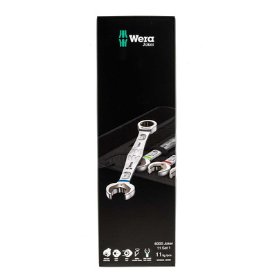 Wera Joker 6000 Series 11-Piece Spanner Set, 8 → 19 mm, Chrome Molybdenum Steel