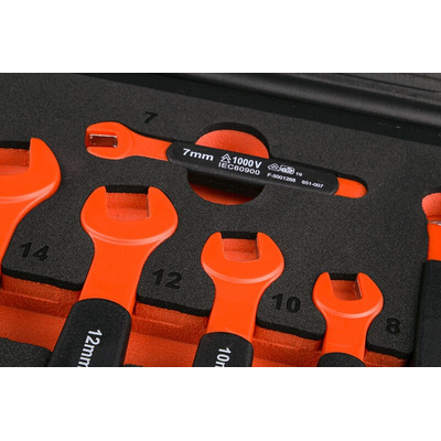 RS PRO 11-Piece Spanner Set, 7 → 17 mm, Chrome Vanadium Steel
