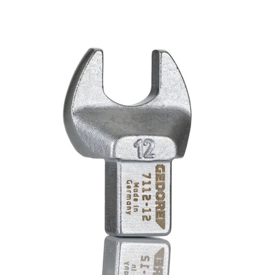 Gedore 7112 Series Open Ended Insert Spanner Head, 12 mm, 9 x 12mm Insert, Chrome Finish
