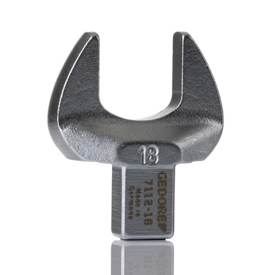 Gedore 7112 Series Open Ended Insert Spanner Head, 18 mm, 9 x 12mm Insert, Chrome Finish