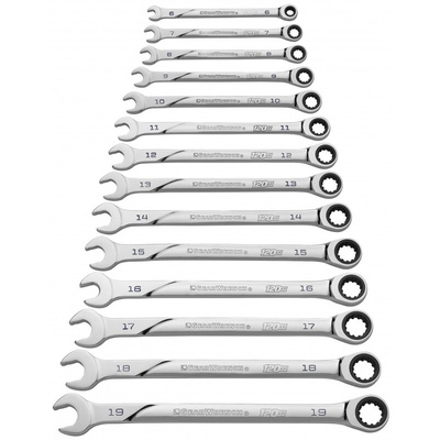 GearWrench 14-Piece Combination Ratchet Spanner Set, 6 → 19 mm, Steel