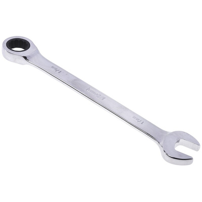 RS PRO Combination Ratchet Spanner, 17mm, Metric, Double Ended, 233 mm Overall
