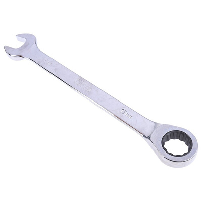 RS PRO Combination Ratchet Spanner, 19mm, Metric, Double Ended, 250 mm Overall