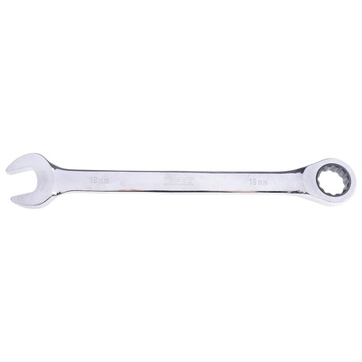 RS PRO Combination Ratchet Spanner, 19mm, Metric, Double Ended, 250 mm Overall
