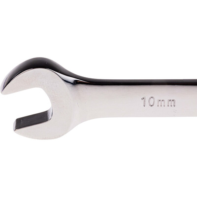 RS PRO Combination Ratchet Spanner, 10mm, Metric, Double Ended, 160 mm Overall