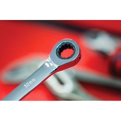 RS PRO Combination Ratchet Spanner, 10mm, Metric, Double Ended, 160 mm Overall