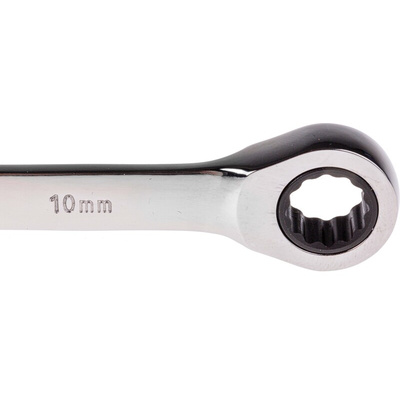 RS PRO Combination Ratchet Spanner, 10mm, Metric, Double Ended, 160 mm Overall