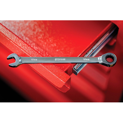 RS PRO Combination Ratchet Spanner, 10mm, Metric, Double Ended, 160 mm Overall