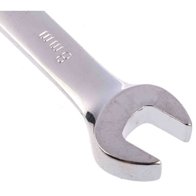 RS PRO Combination Ratchet Spanner, 8mm, Metric, Double Ended, 136 mm Overall