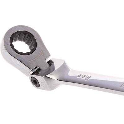 RS PRO Combination Ratchet Spanner, 8mm, Metric, Double Ended, 136 mm Overall
