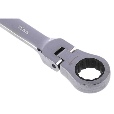 RS PRO Combination Ratchet Spanner, 19mm, Metric, Double Ended, 248 mm Overall