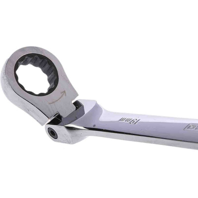 RS PRO Combination Ratchet Spanner, 19mm, Metric, Double Ended, 248 mm Overall
