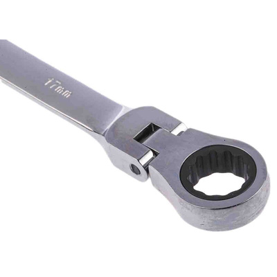 RS PRO Combination Ratchet Spanner, 17mm, Metric, Double Ended, 233 mm Overall