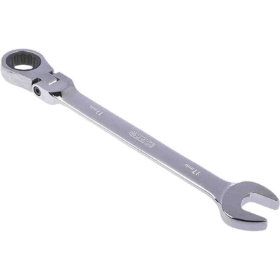 RS PRO Combination Ratchet Spanner, 17mm, Metric, Double Ended, 233 mm Overall