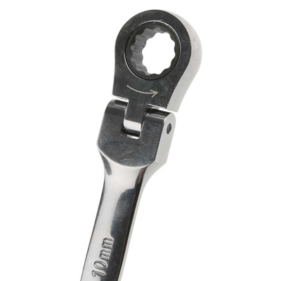 RS PRO Combination Ratchet Spanner, 10mm, Metric, Double Ended, 160 mm Overall