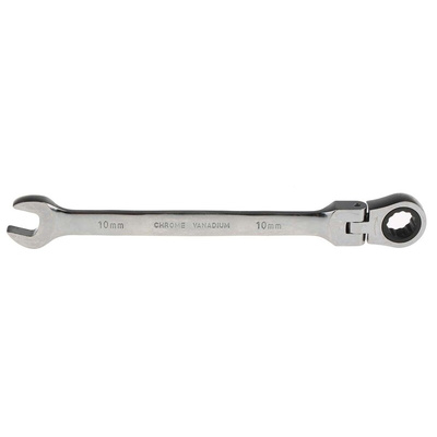 RS PRO Combination Ratchet Spanner, 10mm, Metric, Double Ended, 160 mm Overall