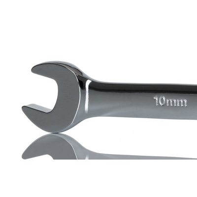 RS PRO Combination Ratchet Spanner, 10mm, Metric, Double Ended