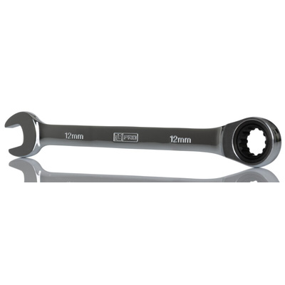 RS PRO Ratchet Spanner, 12mm, Metric, Double Ended
