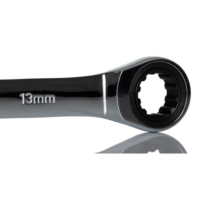 RS PRO Combination Ratchet Spanner, 13mm, Metric, Double Ended