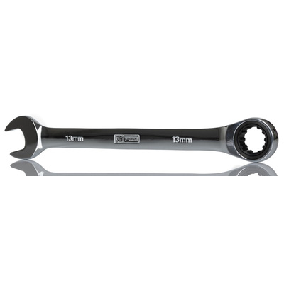 RS PRO Combination Ratchet Spanner, 13mm, Metric, Double Ended